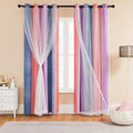 XiDi Blackout Curtains for Girls Bedroom Decor 45 inches Long Window Curtains Colorful Rainbow Design 2 Panel Sets, Kids Room Unicorn Princess Theme Home Decor Ombre Drapes Grey/Pink/Purple W34 X L45