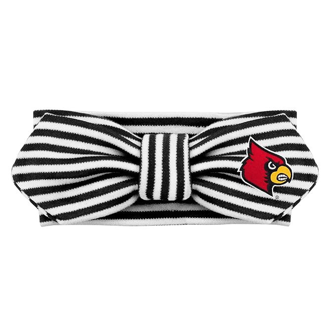 Creative Knitwear Louisville Cardinals Infant Girls Black/White Striped Hair Knot Headband Embroidered Logo - Size Newborn - 4T