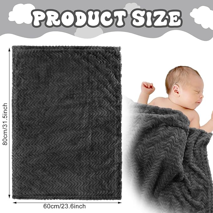 Frienda 4 Pcs Baby Fuzzy Blanket Fluffy Baby Blanket for Boys Girls Soft Warm Infant Newborn Toddler Receiving Nursery Bed Supplies, 32 x 24 Inch (Gray Black Color)