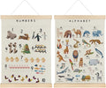 SereneHanctuary Animal Alphabet Numbers Poster Hanger Frame,Educational Abc Number Wall Art for Kids Playroom Nursery Room Classroom Decor,12X16Inches