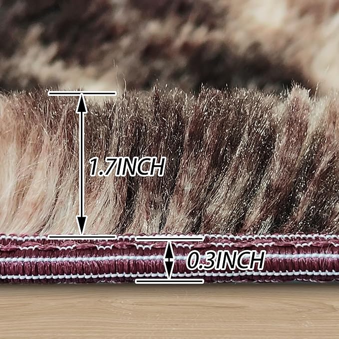 5 ft Round Fluffy Brown Rug for Bedroom,Tie Dyed Furry Round Carpet Non Slip Fuzzy Shaggy Plush Circle Area Rug Rug for Living Room Teen Room Nursery Room Playroom Kids Room Home Decor Washable