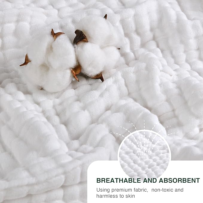 Love's cabin 6 Layer 100% Cotton Muslin Blanket, 60"x80" Twin Muslin Blanket for Couch Bed, Lightweight and Breathable Cotton Gauze for Adult, White