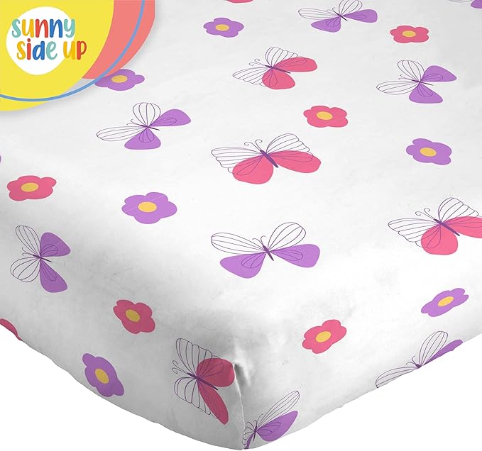 Sunny Side Up Magic Castle Toddler Sheet Set - 3 Piece Toddler Bedding Set Includes Pillow Cover - Super Soft Floral Butterfly Microfiber Sheets