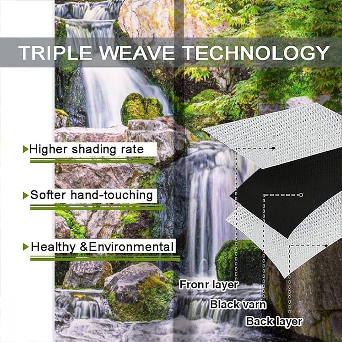 View Waterfall Blackout Curtains, Forest Waterfall Retro Style Natural Scenery Garden Art Landscape Rod Pocket Window Drapes, for Living Room Bedroom 84" W X 84" L