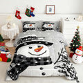 Feelyou Kids Christmas Theme Decorations Bedding Set Xmas Snowman Comforter Set for Boys Girls Snowflake Kawaii Cute Grey Bedroom Collection Twin Size