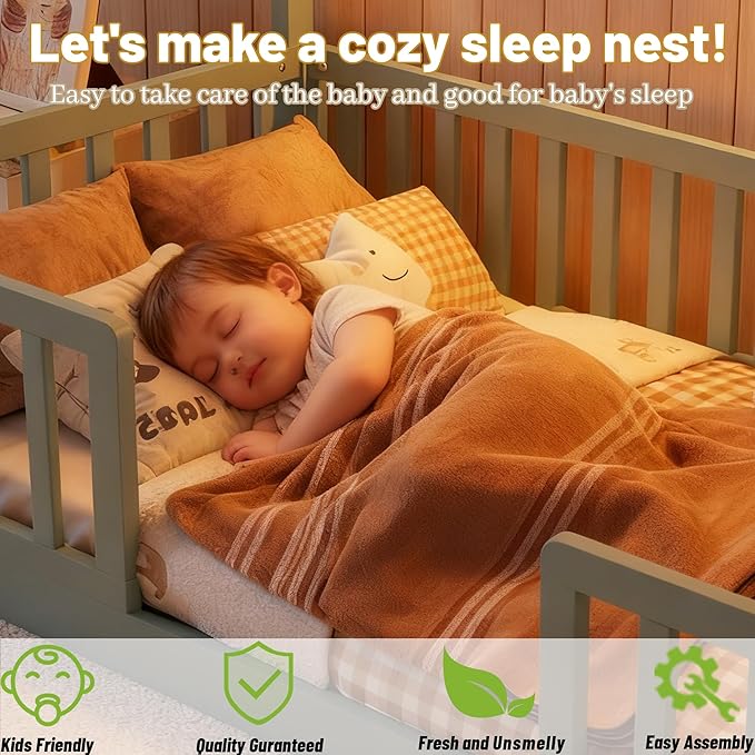 Full Size House Bed for Kids, Low Profile Full Montessori Bed with High Railings, Wood House Shape Montessori Beds with Light & Roof for Kids, Gray