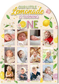 R HORSE My First Year Photo Display Wood Board - Baby’s First Year Picture Frame, 12 Months Milestone Board, 3D Lemon Neutral Baby Keepsake Gift One Year Old Birthday Nursery Decor for Girl Boy