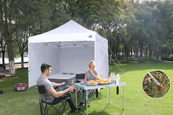 ABCCANOPY Easy Pop Up Canopy Tent with Sidewalls 10x10 Commercial -Series, Beige