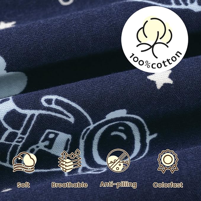 PHF Soft Baby Sleep Sack 12-18 Months 100% Organic Cotton Wearable Blanket, 2-Way Zipper 0.5 TOG Toddler Sleeping Sack 3 Pack, Comfy Sleep Bag for Baby Boys Girls, Navy Space (Large)
