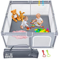 Todale Baby Playpen - 50 x 50 x 27 in Grey Pack of 1 - Effortless Setup & Travel Crib for Baby - Ventilated Panels & Play Pen for Babies 6-12 Months - Foldable Play Pen for Toddlers 1-3