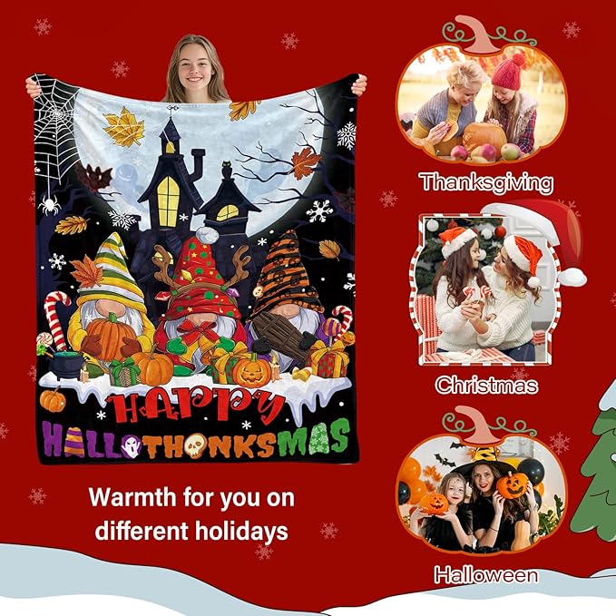 Christmas Blanket, Christmas Throw Blanket for Sofa Couch Room Bed, Xmas Gifts for Women Men Daughter Son Kids, Gifts for Thanksgiving, Pumpkin Gift, 50"x60"