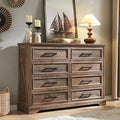 ACCOHOHO Farmhouse 8 Drawers Dresser Chests for Bedroom,52" Wide Wood Rustic Chest of Drawers with Metal Handle,Natural Texture,Drawer Organizer for Bedroom,Living Room,Hallway and Entryway,LB