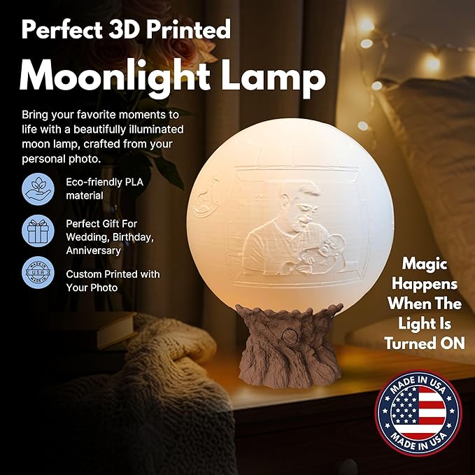 It’s a Boy Moon Lamp – Personalized Baby Boy Night Light with Custom Text & Photo | Newborn Gift, Nursery Decor, Baby Shower, Gift for for New Moms & Dads, Custom Birth Announcement Moon Light