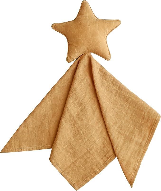 mushie Star Security Blanket | Baby Lovey | 100% Organic Muslin Cotton (Fall Yellow)