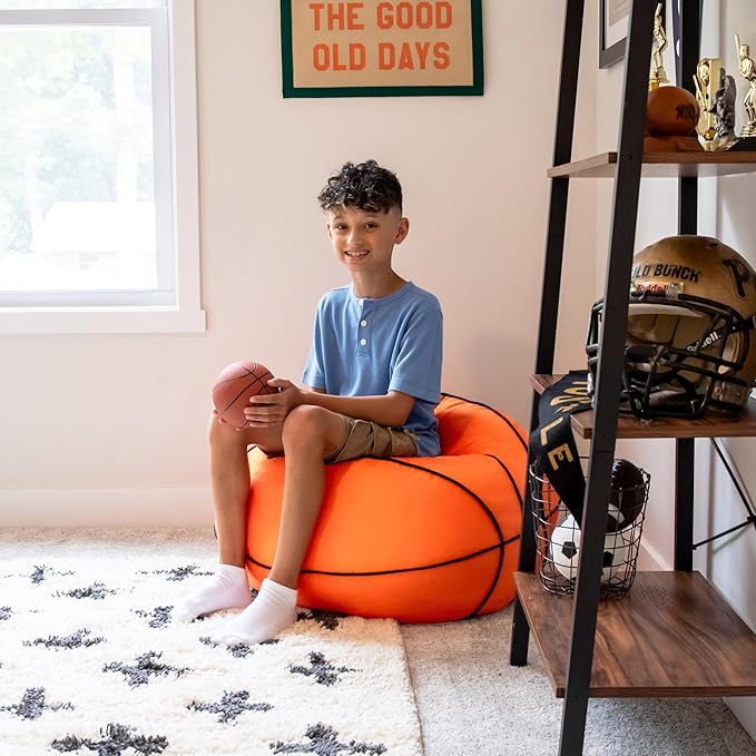 Big Joe Sports Ball Child-Sized Bean Bag Chair, Basketball Plush, Soft Polyester, 2.5 feet