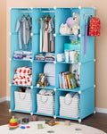 Baby Closet Organizer for Nursery - Durable Baby Wardrobe Armoire for Closet - Customizable Dresser Shelves - Waterproof Shelf Clothes Organizer w/Wall Fixation (Blue)