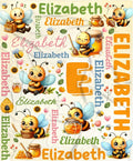 Personalized Custom Honeybee Preschool Blanket Gifts for Baby Toddler Kids Boys Girls - Customized Honeybee Super Soft Lightweight Flannel Sheets Decor for Crib Nap Couch - 30"x40" for Baby/Pets