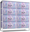 Sorbus Dresser with 8 Drawers - Furniture Storage Chest Tower Unit for Bedroom, Hallway, Closet, Office Organization Steel Frame, Wood Top, Easy Pull Fabric Bins (8-Drawer, Tie-dye Blue/Pink/Purple)