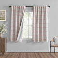 MYSKY HOME 100% Blackout Plaid Linen Farmhouse Curtains 63 Inches Long for Girls Bedroom Double Layer Thermal Insulated Striped Print Drapes with Rod Pocket Back Tab, 2 Panels, 52 x 63 Inch, Pink
