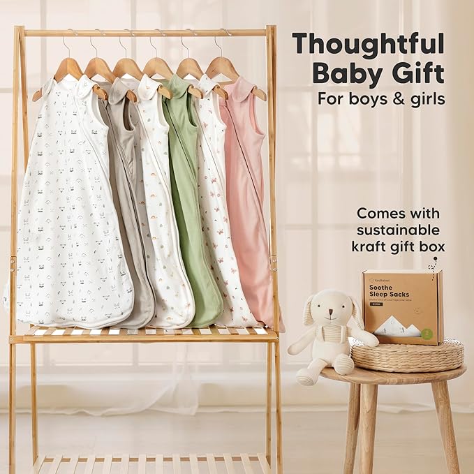 2-Pack Organic Baby Sleep Sacks, 100% Cotton - Soft & Breathable 0.5TOG Baby Wearable Blanket, Toddler Sleeping Sack 18-24 Months, Easy to Wear Transitional Swaddles for Newborns, Infants (Nordic, L)