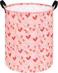 KUNRO Round Valentine's Laundry Gift Basket Storage Hamper, Kids Toys and Clothes Storage Organizer Bins, Toy Shelf Basket with Handles for Room Decor