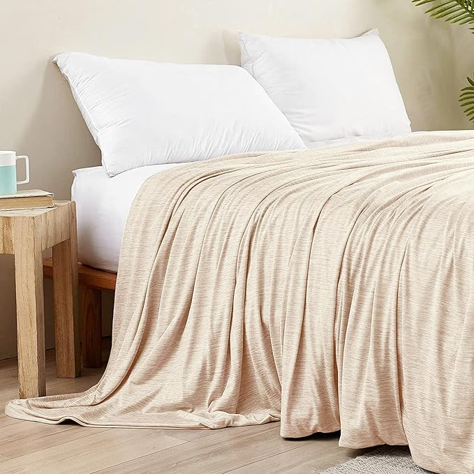 Cooling Blanket Keep Cool in Hot Summer, 51 X 67in Twin or Baby Size Blanket for Adults,Children, Babies Japanese Q-Max >0.5 Technology Arc-Chill Cooling Fiber, Breathable Comfortable All-Season-Beige
