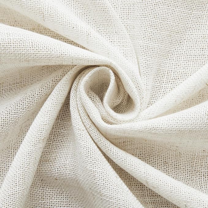 RYB HOME Linen Sheer Curtains - Linen Textured Fabric Semi Sheer Window Decor Light and Airy Privacy Drapes for Doorway Bedroom Living Room, 52 inch Wide x 72 inch Long, 1 Pair, Linen