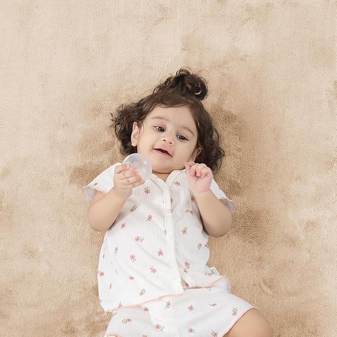 1.3" Thick Baby Floor Play Mat 59x79, Basic Padded Foam Mat for Tummy Time Crawling, Non Slip Cushioned for Babies Toddlers Infants Kids (Beige)