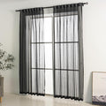Black Linen Look Pinch Pleated Sheer Curtains 102 Inches Long 2 Panels, 50 Inches Width, Rustic Textured Light Filtering Drapes, Dark Moody Floor to Ceiling Window Curtain with Hooks