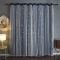 Kinryb Kids Star Cutout Blackout Curtains for Bedroom/Living Room,2 Free Tiebacks Sheer Overlay 72 Inches 2 Panel Set, Double Layer Curtains for Kids Room(W52xL72 Inches,Navy Blue 2 Pcs)