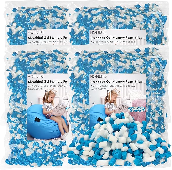 20LBS Shredded Memory Foam Filling Bean Bag Filler, Added Gel Particles Comfortable and Soft,Very Suitable for Filling Bean Bags, Pillows,Dog beds, Sofa Mats