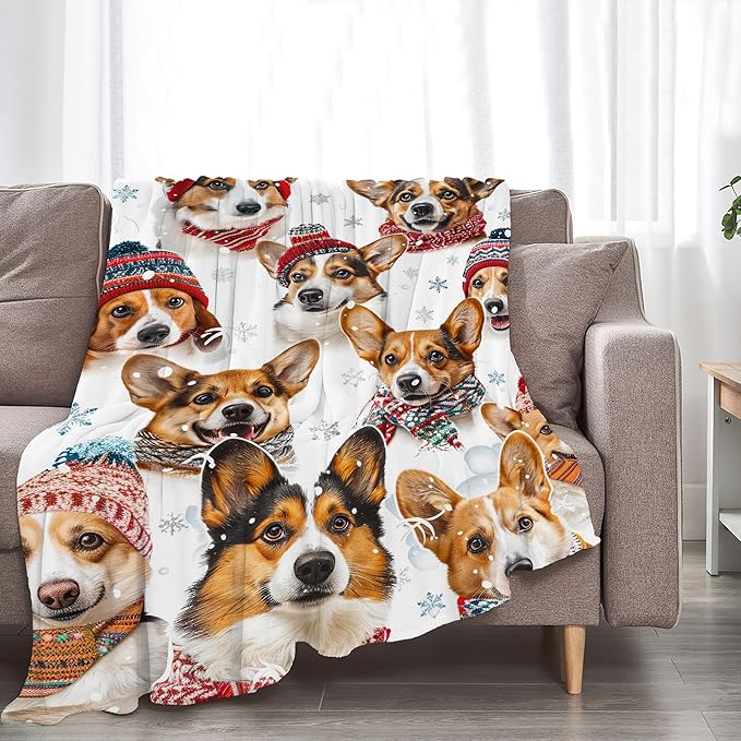 Corgi Blanket Funny Corgi Dog Gifts for Girls Boys Woman Kids Cute Corgis Lover Bear Throw Blankets Soft Blanket Warm Fleece Flannel Plush Blankets for Bed Sofa Couch 60"x80"
