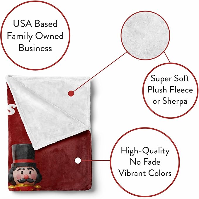 Custom Nutcracker Throw Blanket | Warm Fuzzy Christmas Blankets | Plush Fleece Sofa Throw | Christmas Bedding | Holiday Home Decor | Nutcracker Figures | Super Soft Couch Blanket (Fleece 50x60)
