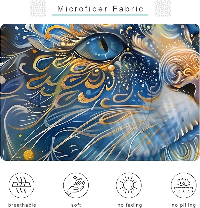 Cat Comforter Set Twin: Blue Exotic Cat Bedding Set for Kids Teens Girls Boys Room Decor Boho Mandala Ethnic Kitten Quilt Bed Sets 1 Comforter & 1 Pillowcase