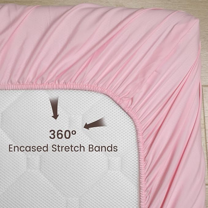 PHF 3 Pack Soft Mini Crib Sheets, Rose Floral Silky Pack N Play Sheets for Baby Boys Girls, Universal Fit for Pack N Play, Playard, Portable and Mini Crib Mattresses, Pink Floral