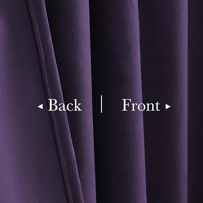 StangH Velvet Curtains for Bedroom, Purple Orchid Velvet Drapes 52x96 Inch with Rod Pocket Back Tab, Room Darkening Thermal Insulated Window Treatment for Living Room, 2 Panels