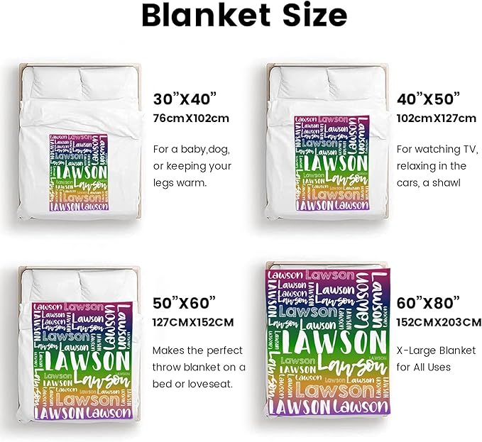 Dr.TOUGH Personalized Blankets with Name Customized Baby Blankets for Girls Boys Adults Monogrammed Blankets and Throws Christmas Birthday Mothers Valentines Day Gift (Z-Colorful 05, 30''×40'')