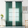 Emerald Green Curtains Sheer 90 Inches Long, Dark Linen Look Textured Light Filtering Drapes Decor, Hunter Green Transparent Window Treatments, Pinch Pleat Curtain with Hooks