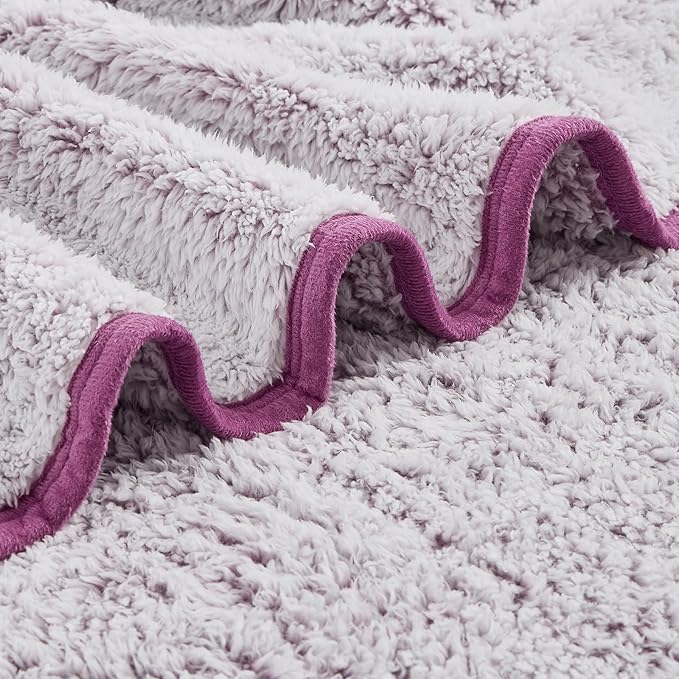 EMME Fleece Throw Blankets Soft Sherpa Plush Blankets for Couch Cozy Bed Blanket(Purple, 108"x90")