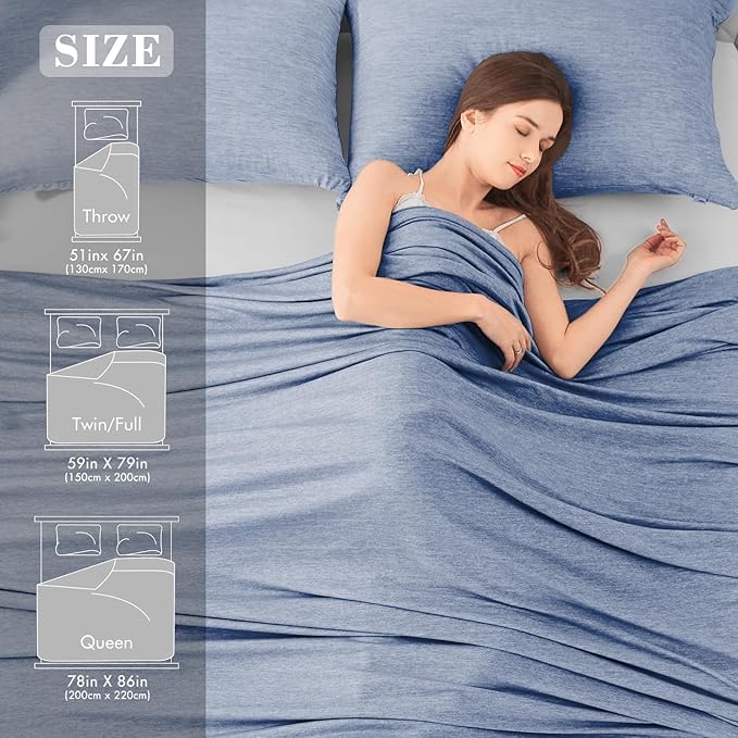 LUXEAR Cooling Blanket for Hot Sleepers Night Sweats Japanese Q-Max>0.5 Arc-Chill Cooling Fiber Keep Adults/Children Cool Twin Size Cool Summer Blanket 59 X 79in Soft Breathable All-Season-Blue