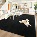 Chicrug 7x10 Minimalist Washable Area Rugs for Bedroom Living Room Classroom, Modern Soft Memory Foam Rug for Kids Nursery, Low Plie Indoor Carpet for Dorm Dining Office Bedside Room Decor, Black