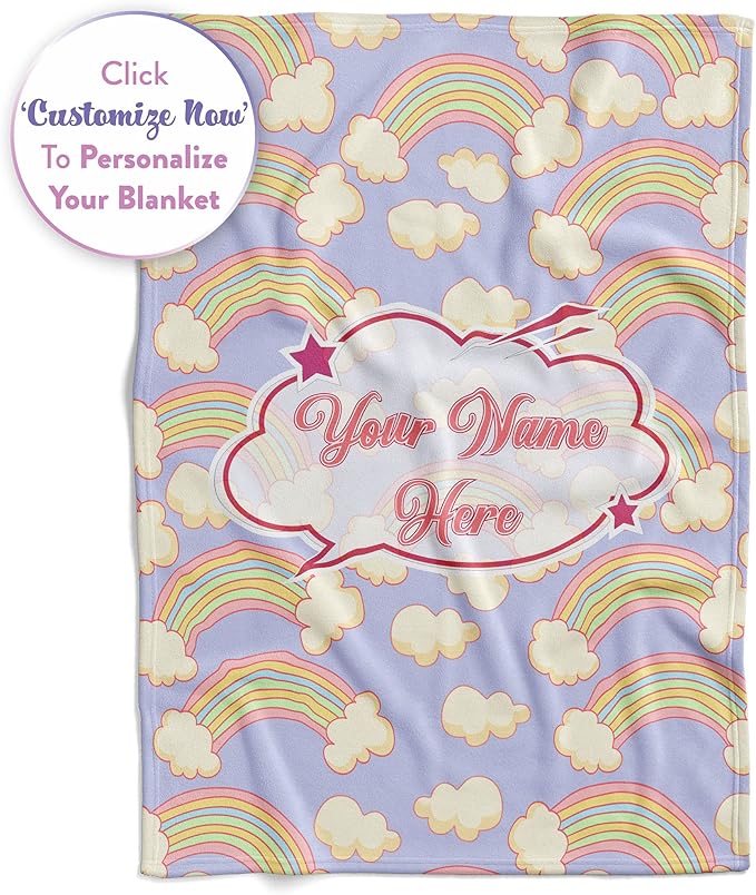 Rainbow Blanket for Girls | Kids Unicorn Gifts | Custom Plush Fuzzy Toddler | Customized Little Girl Throw Blankets | Baby Sofa Bed Birthday Gift| Fleece 60x80