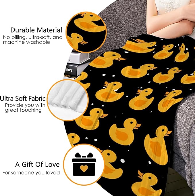 Thuswarm Cute Snowflake and Duck Flannel Blanket for Autumn Winter Gifts Warm Cozy Soft Funny Print Throw for Bed Couch Sofa 60”×50” Medium for Teen
