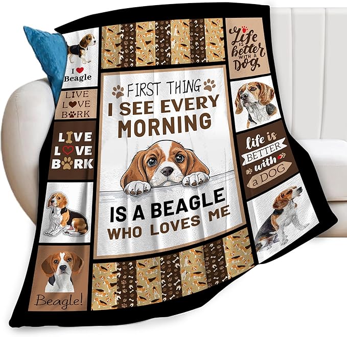 Beagles Dog Print Blanket Best Dog Pet Animal Throw Blankets for Couch Sofa Stuff Decor Gifts Lightweight Soft Cozy Fleece Plush Warm Flannel Bedding for Lover Man Woman Teen Adults 40"x50"