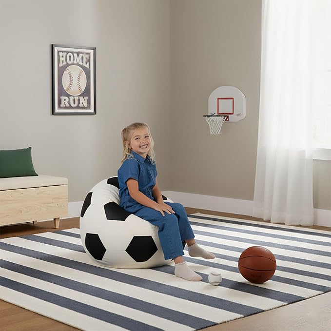 Big Joe Sports Ball Child-Sized Bean Bag Chair, Soccer Ball Plush, Soft Polyester, 2.5 feet