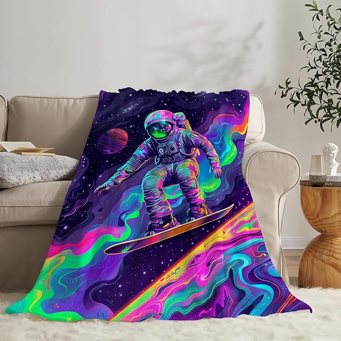 Astronaut Blanket Spaceman Throw Blanket Astronaut Gifts and Decor Fantasy Astronaut Blanket for Boys Girls Women Men Kids Adults Soft Warm Cozy Fleece Blanket for Couch Sofa Bed 60"x50"