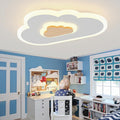 LED Ceiling Light Fixture 15.7in Dimmable Children Cloud Lights for Ceiling with Remote Control 20W Creative Wooden Bedroom Ceiling Lamp for Kids Room Bedroom Living Room