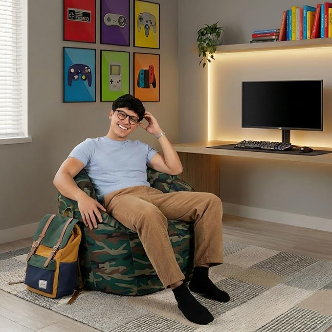 Big Joe Milano Smartmax Green Woodland Camo Beanbag Chair
