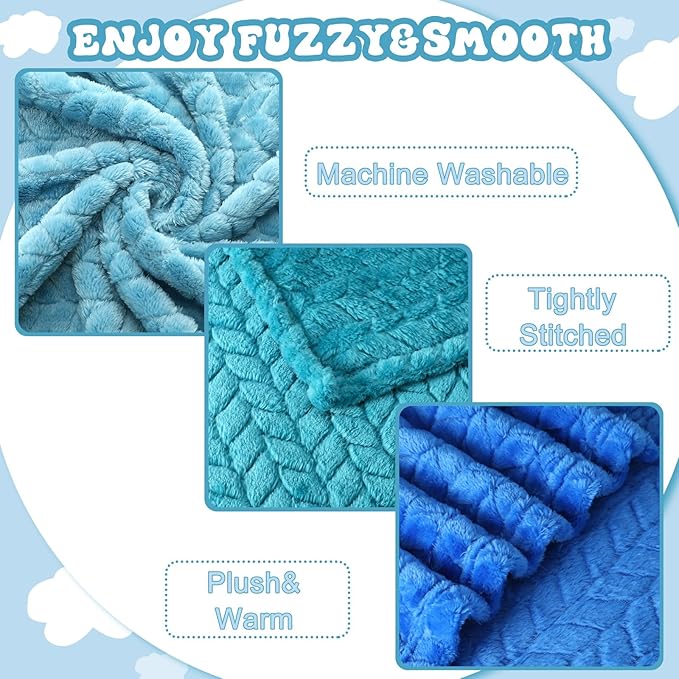 Frienda 4 Pcs Baby Fuzzy Blanket Fluffy Baby Blanket for Boys Girls Soft Warm Infant Newborn Toddler Receiving Nursery Bed Supplies, 32 x 24 Inch(Blue Color)
