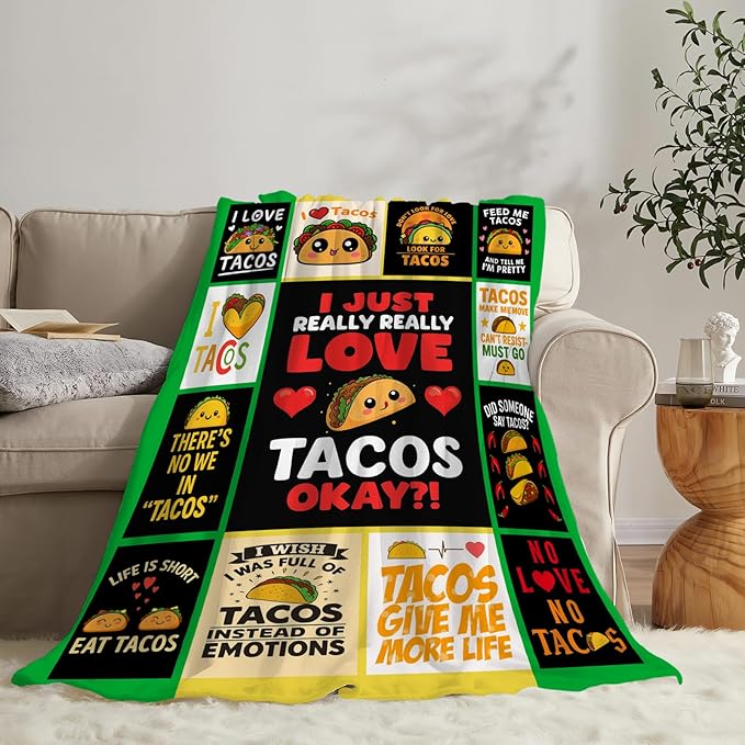 Taco Fleece Blanket Just a Girl Who Loves Tacos Throw Blankets for Girls Women Super Soft Warm Flannel Cartoon Food Throws Gifts for Kids Cozy Fuzzy Plush Stuffed Couch Bed Bedding Decor 50"x40"
